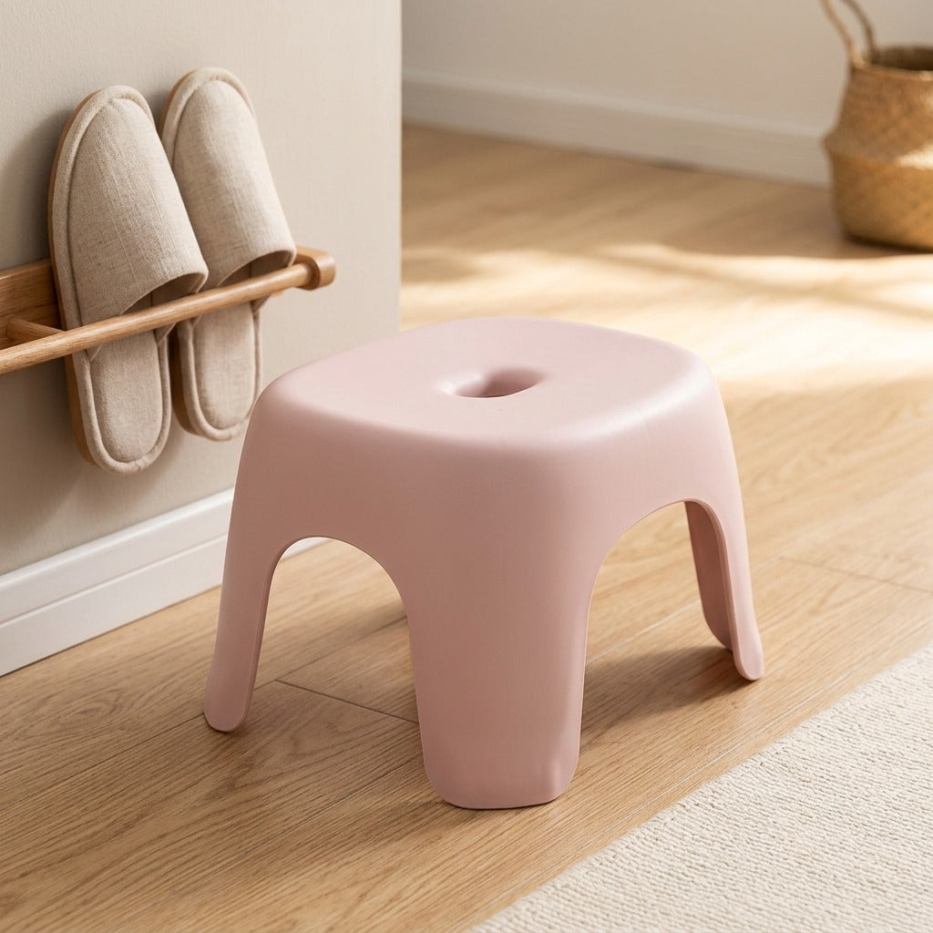 Perchglow™ Plastic Low Shoe-Changing Stool, styled close view