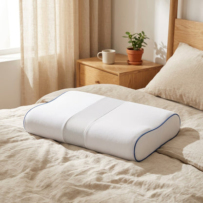 Sloft™ Slow Rebound Memory Foam Cervical Pillow in a calm home setting