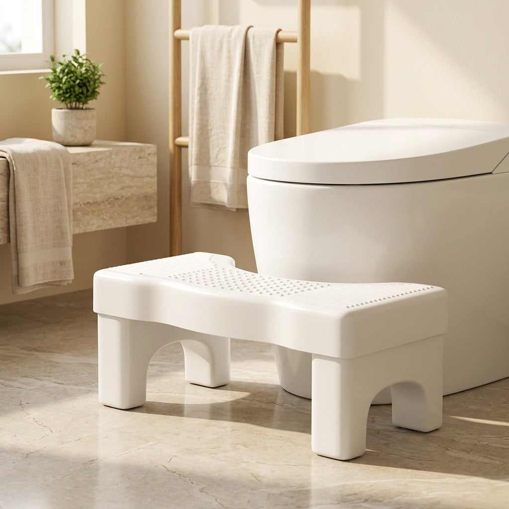 Squattle™ Foot Pedal Squat Stool in a calm home setting