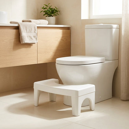 Squatwell™ PP Toilet Stool Squatting Aid Footrest in a calm home setting