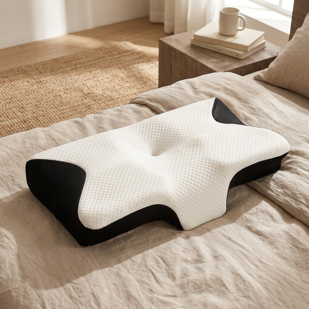 Wingcurve™ Butterfly Memory Foam Pillow, styled close view