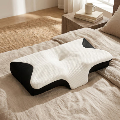 Wingcurve™ Butterfly Memory Foam Pillow, styled close view