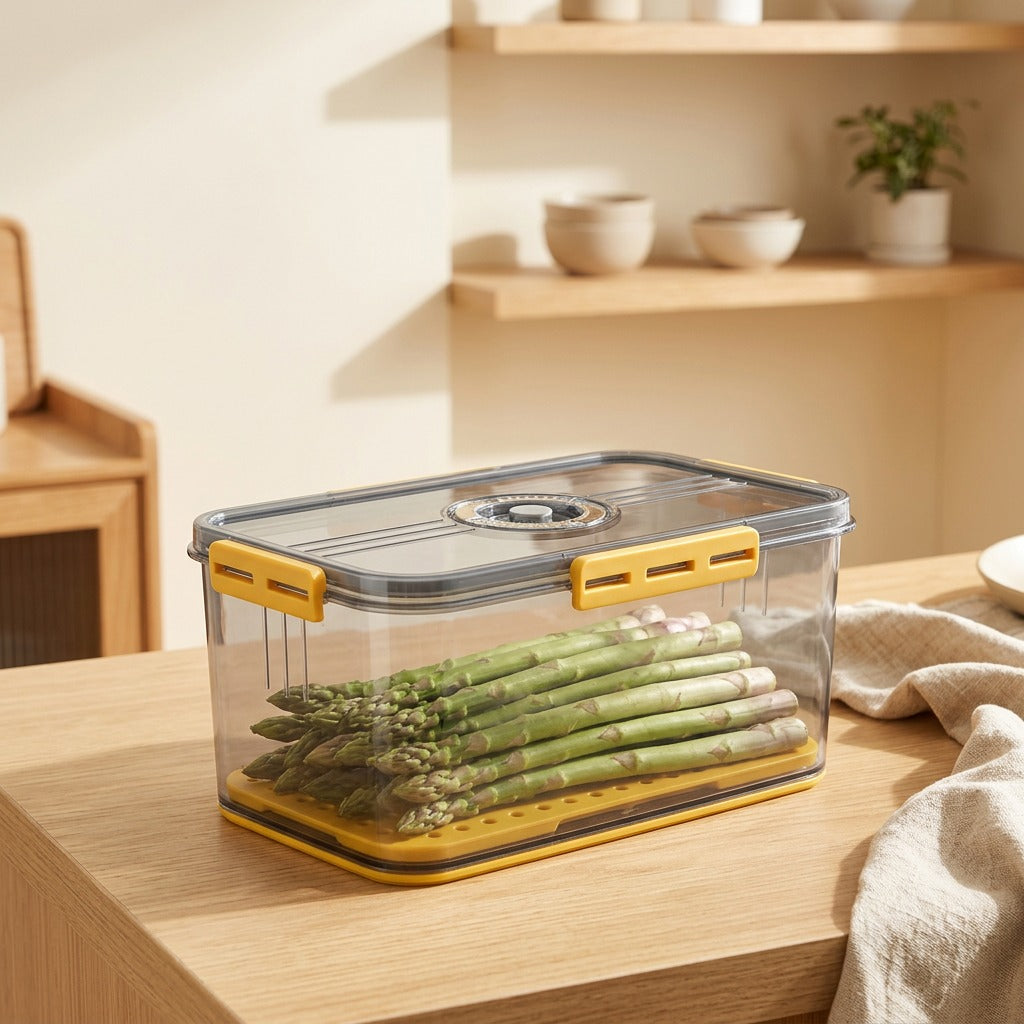 Freskeep™ PET Refrigerator Storage Box in a calm home setting