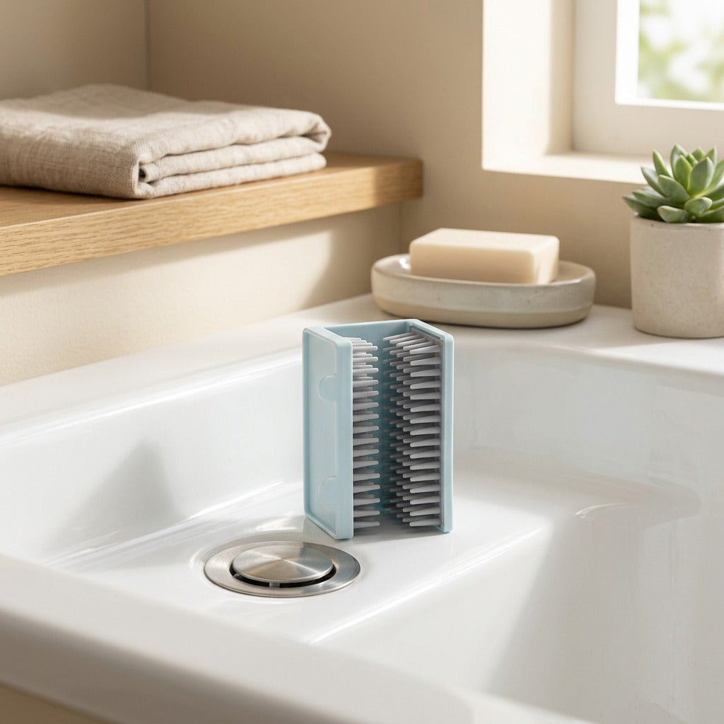 Fursieve™ Silicone Bathtub Hair Catcher in a calm home setting