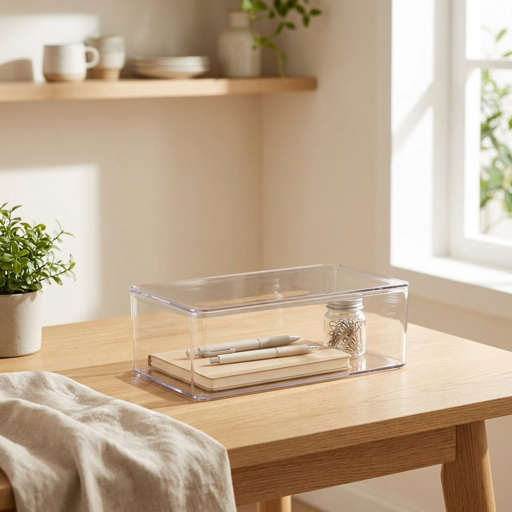 Keepset™ PET Desktop Storage Box in a calm home setting