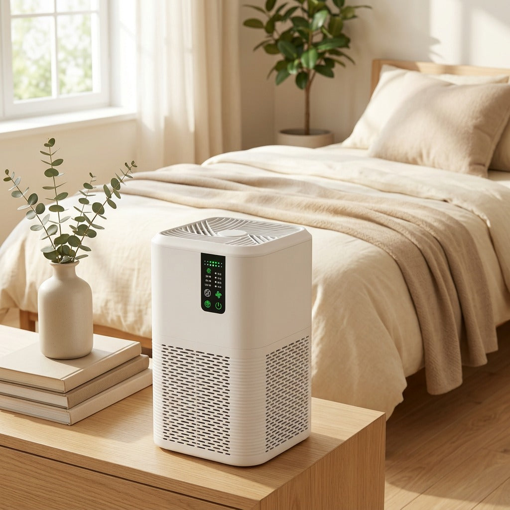 Oaks™ Indoor Air Purifier With Activated Carbon in a calm home setting