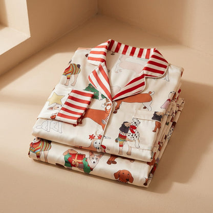 Snowpaw™ Christmas Dog Print Silky Pajama Set