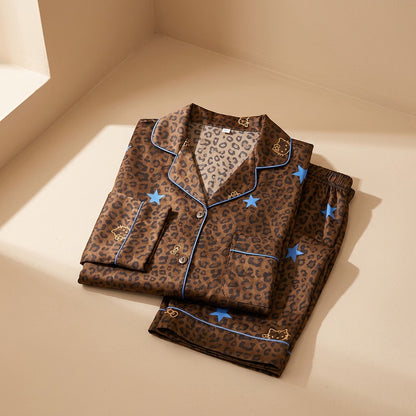Starwhim™ Long Sleeve Leopard Print Pajama Set