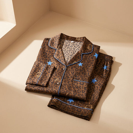 Starwhim™ Long Sleeve Leopard Print Pajama Set