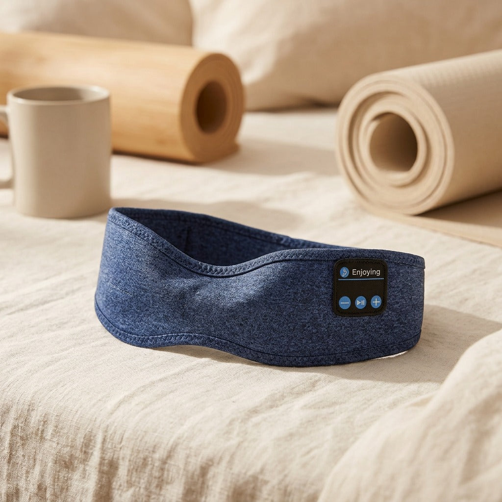Bandtune™ Bluetooth Yoga Headband Sleep Mask, styled close view