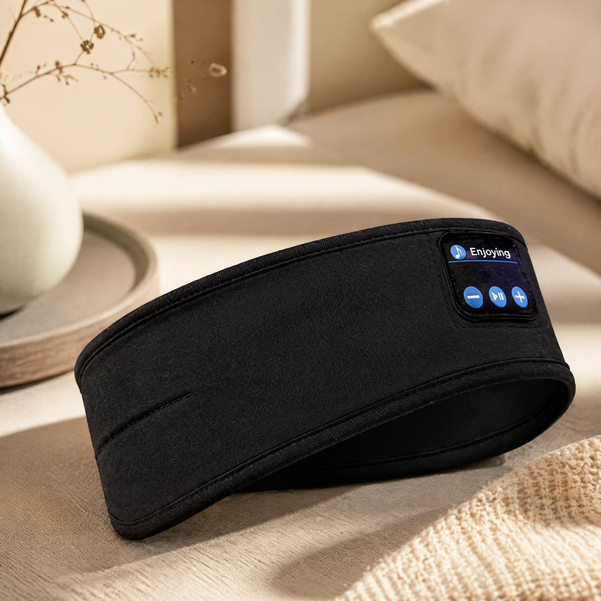 Bandwave™ Bluetooth Sports Headband Eye Mask, styled close view