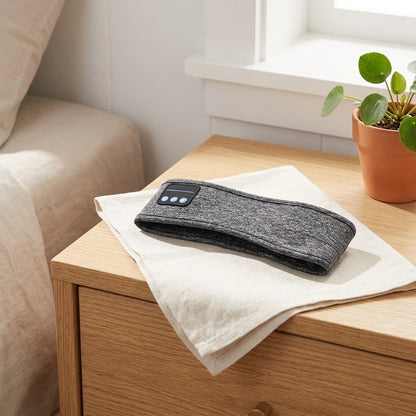 Shadeband™ Sports Headband Eye Mask in a calm home setting