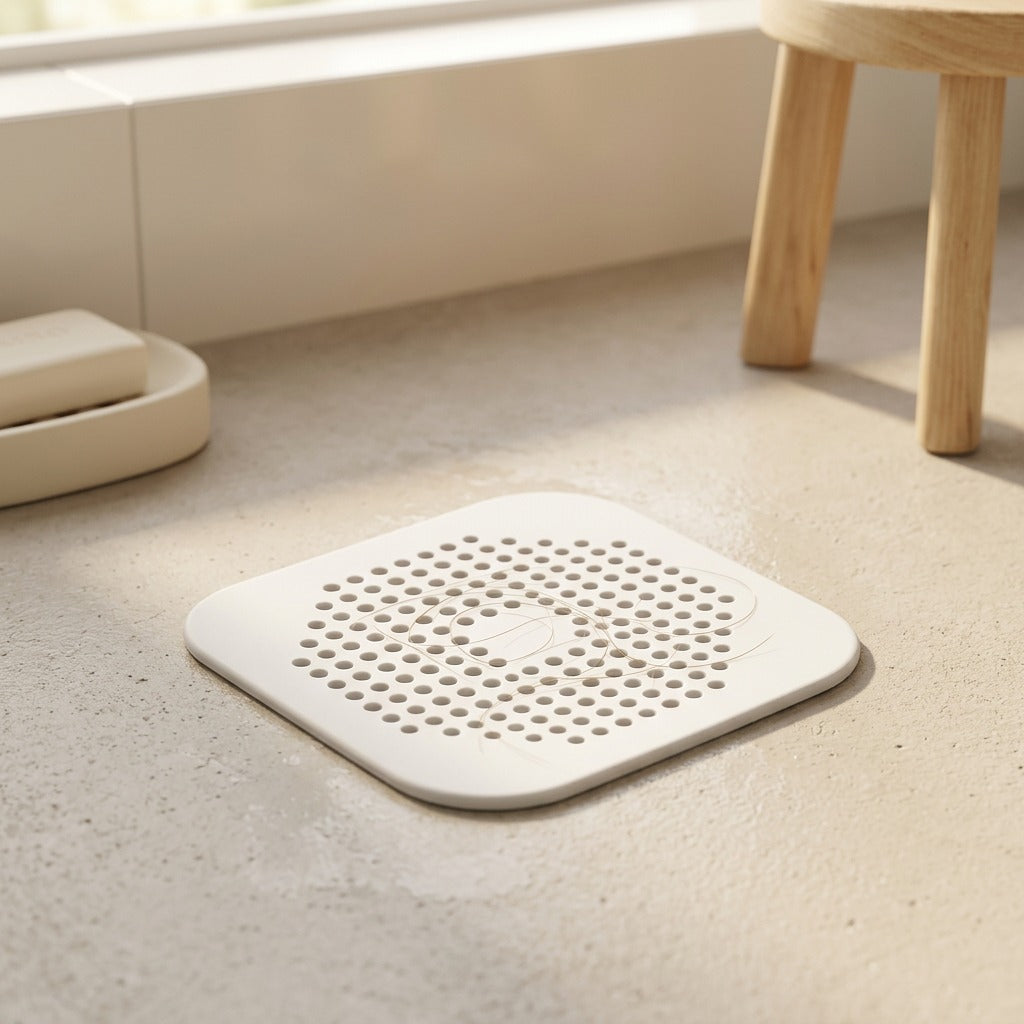 Siltide™ TPR Silicone Floor Drain Hair Filter Mat, styled close view