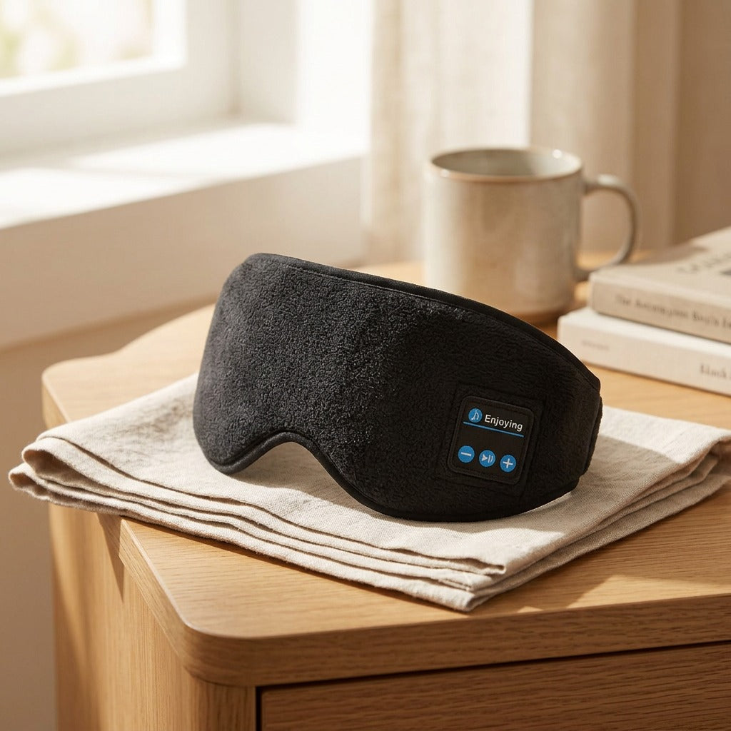Slumbeam™ Bluetooth Eye Mask Headband, styled close view
