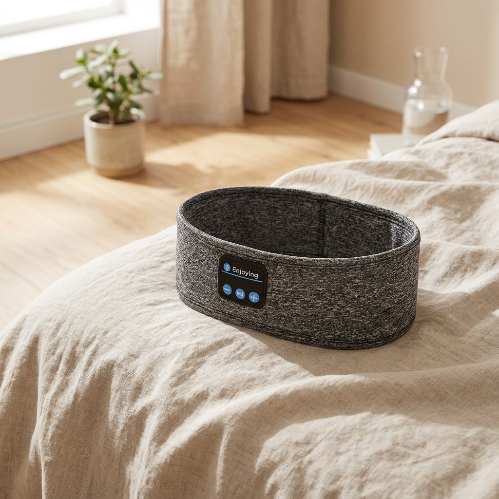 Snoozeloop™ Bluetooth Eye Mask Headband in a calm home setting
