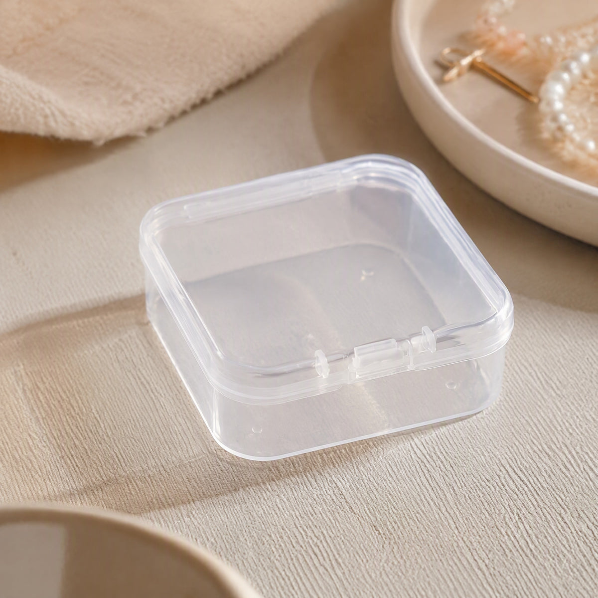 Beadstow™ Transparent Square Bead Storage Box, styled close view