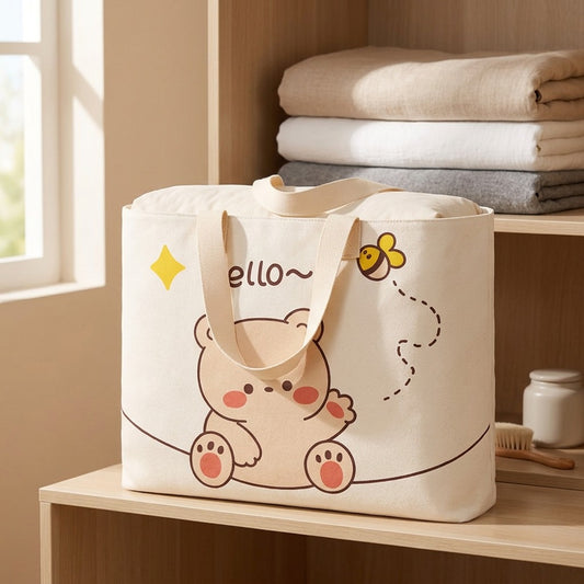 Bearloft™ Thickened Canvas Quilt Storage Bag, styled close view
