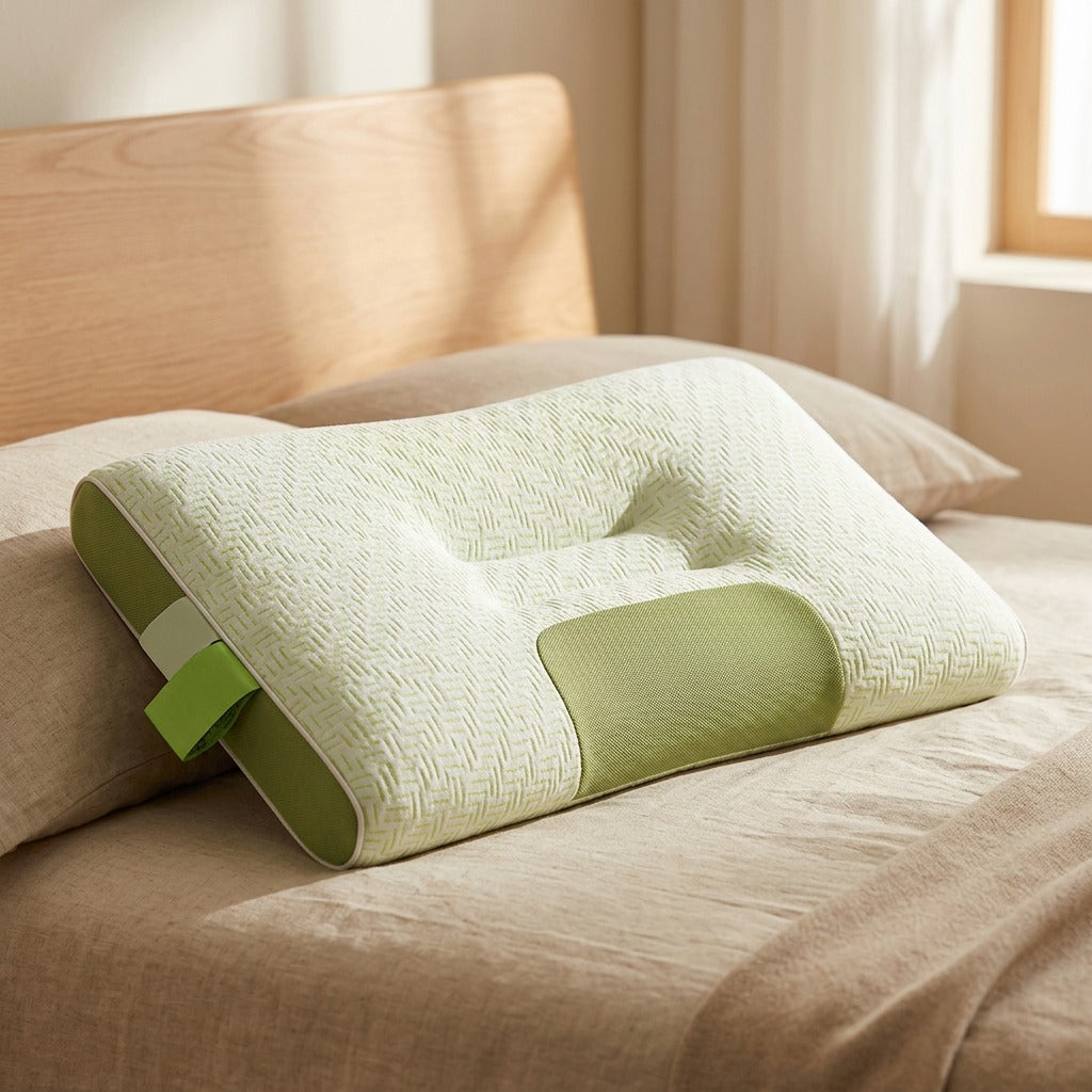 Bramblo™ Bamboo Charcoal Neck Pillow Core, styled close view