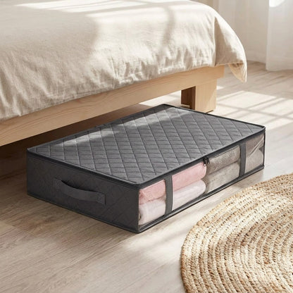 Duvetote™ Non-Woven Storage Bag for Quilts and Clothing, styled close view
