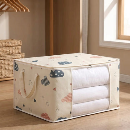 Totequilt™ Non-Woven Clothes and Quilt Storage Bag with Handles, styled close view