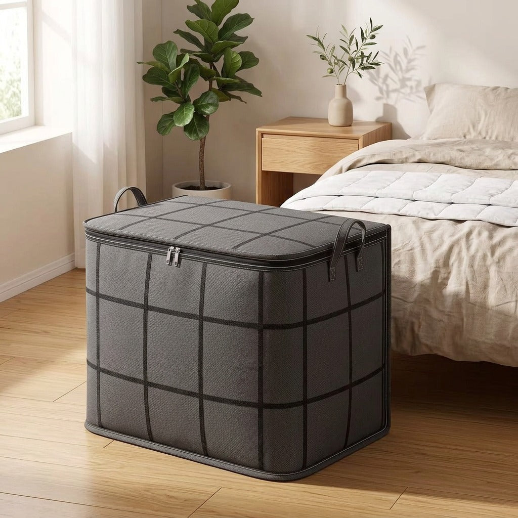 Foldwomb™ Large Window Quilt Storage Bag in a calm home setting