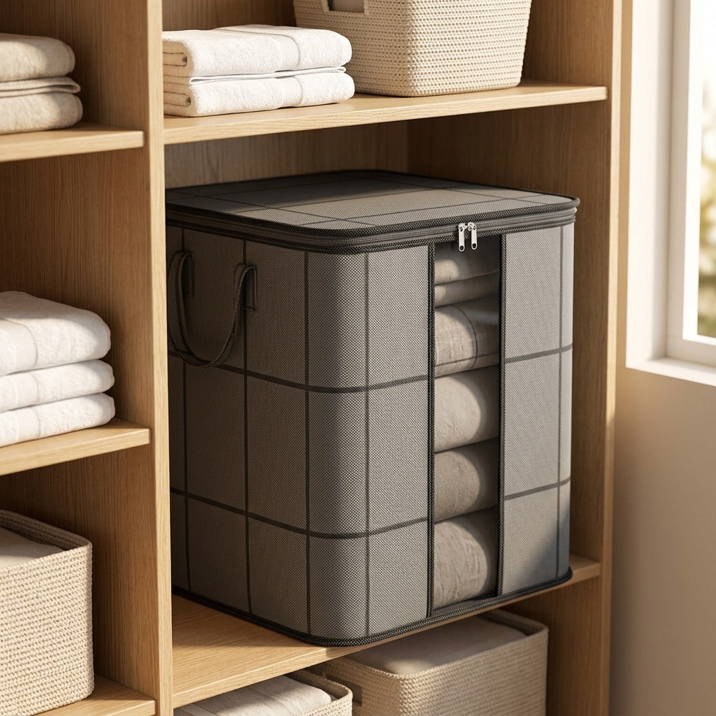 Foldwomb™ Large Window Quilt Storage Bag, styled close view