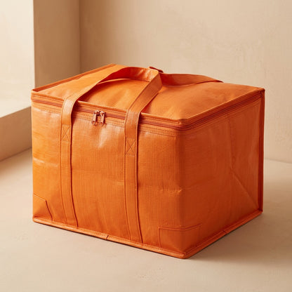Heaploom™ Orange Quilt Storage Bag for Moving, material and detail close-up