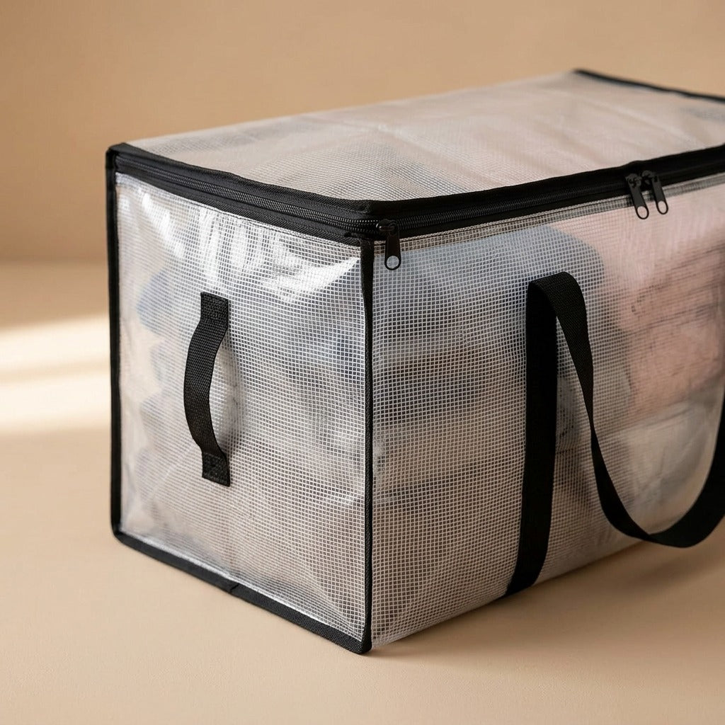 Packfold™ Transparent P.P. Moving Bag, material and detail close-up