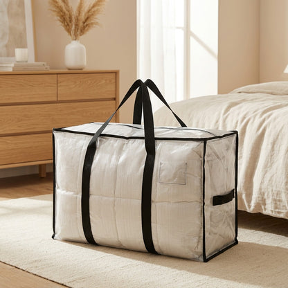 Quiltfold™ Polyethylene Moving Storage Bag in a calm home setting