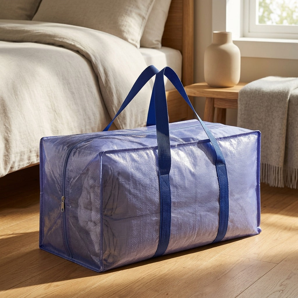 Quiltfold™ Polyethylene Moving Storage Bag, styled close view