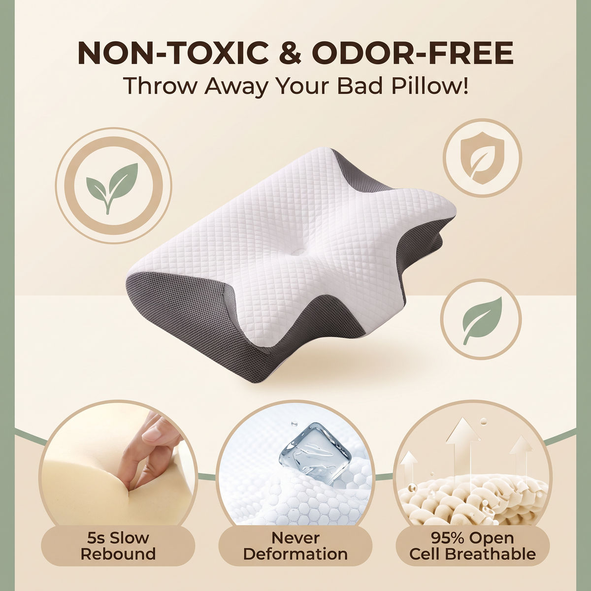 Amity memory-foam pillow and removable quilted cover