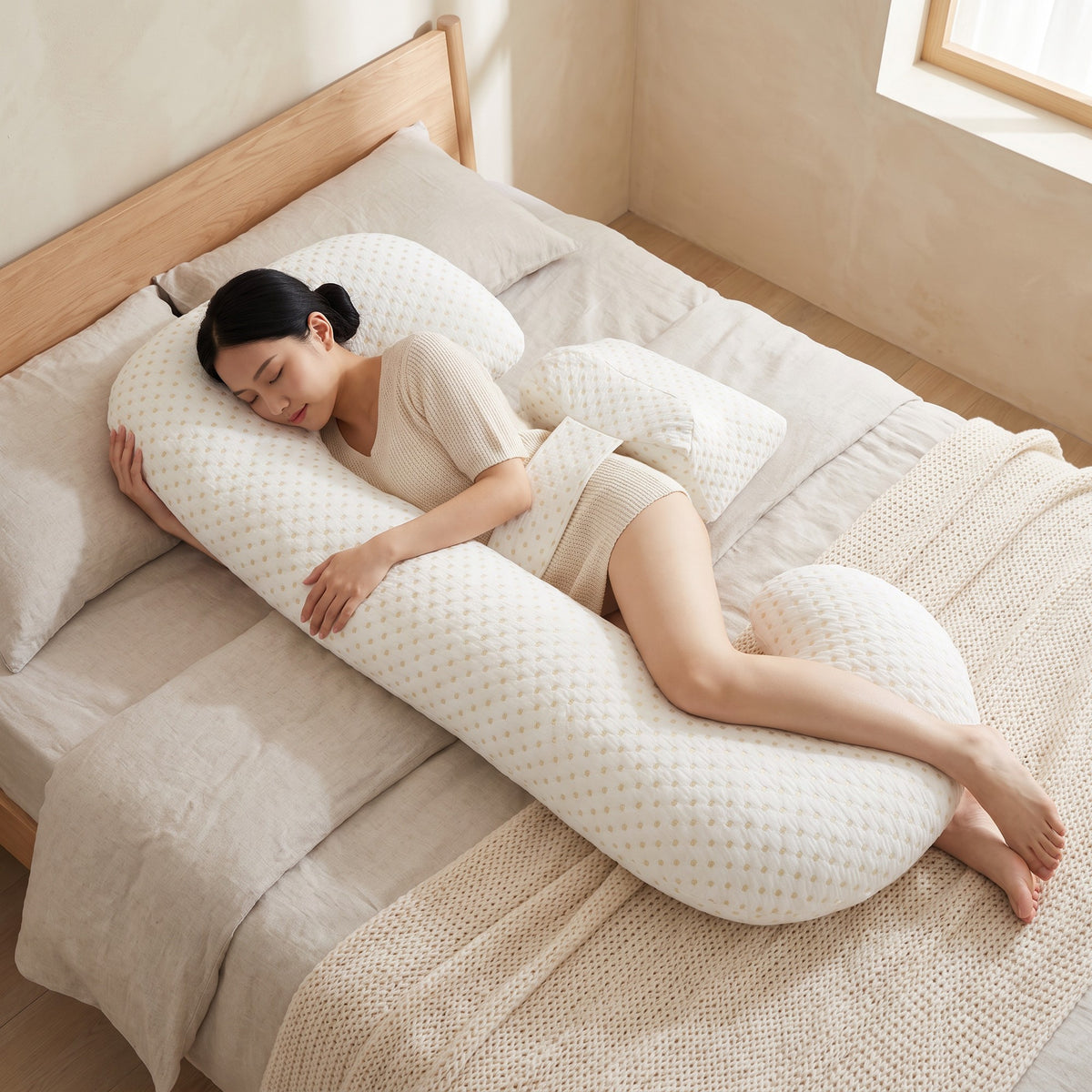 Cradlewell Side-Sleeping Body Support Pillow: in use