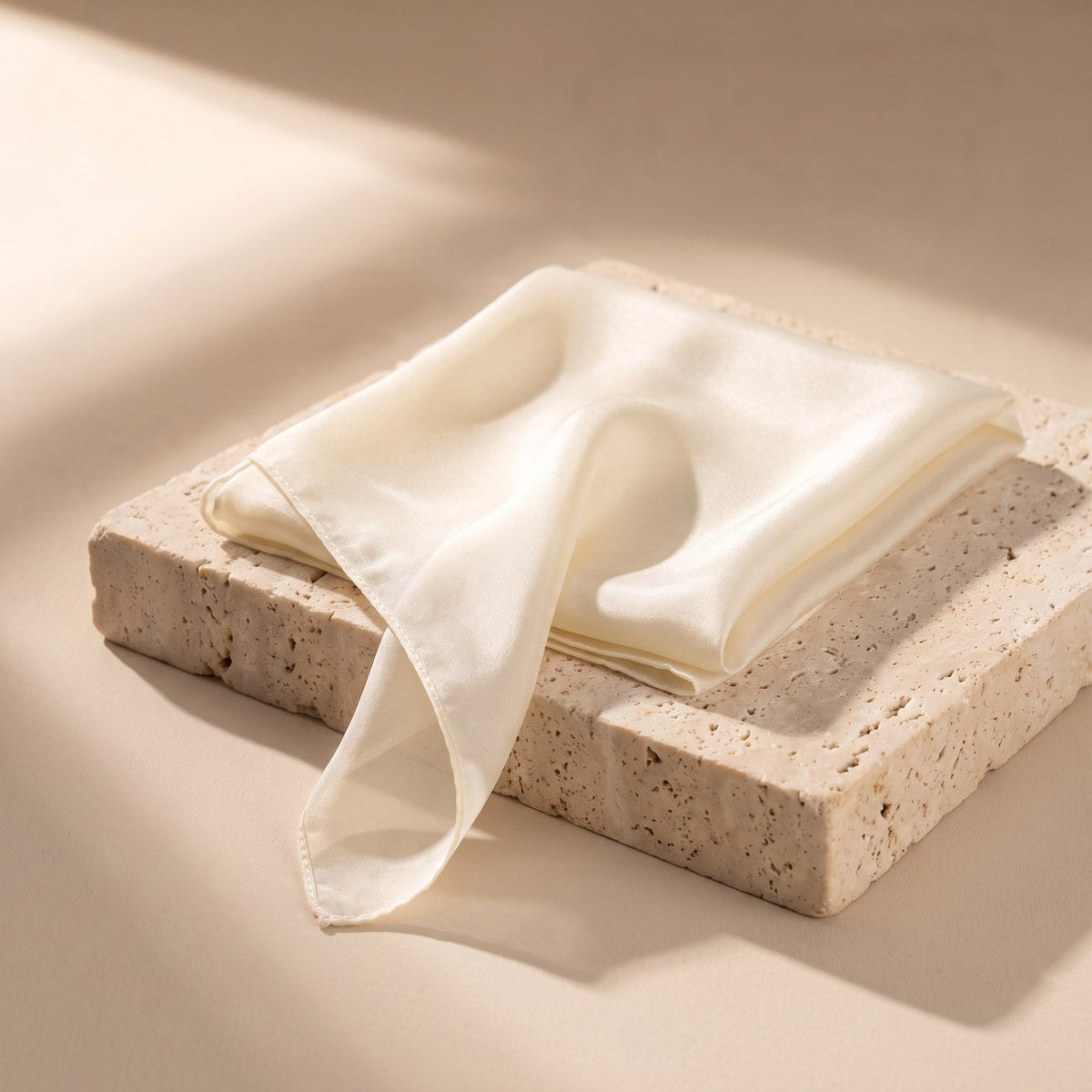 Haven UPF 50+ 100% Silk Square Scarf, Ivory – view 4