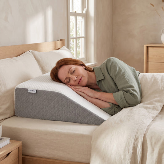 Slopewell Memory Foam Wedge Pillow: in use