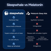 Comparison chart between Calm Eden and Melatonin sleep aids on a dark background