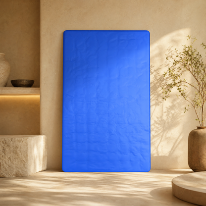 Frost cooling gel sleep pad on warm plaster backdrop
