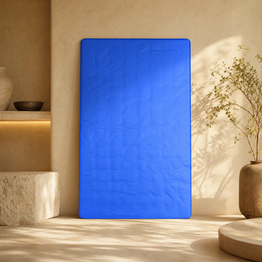 Frost cooling gel sleep pad on warm plaster backdrop