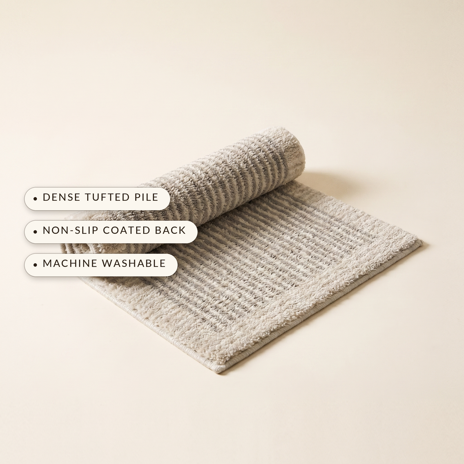 Loom™ Bedside Runner Rug — dense tufted pile, non-slip coated back, machine washable