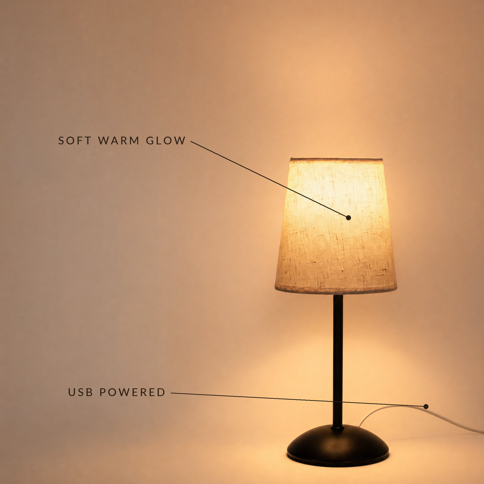 Wisp features: soft warm glow, USB powered