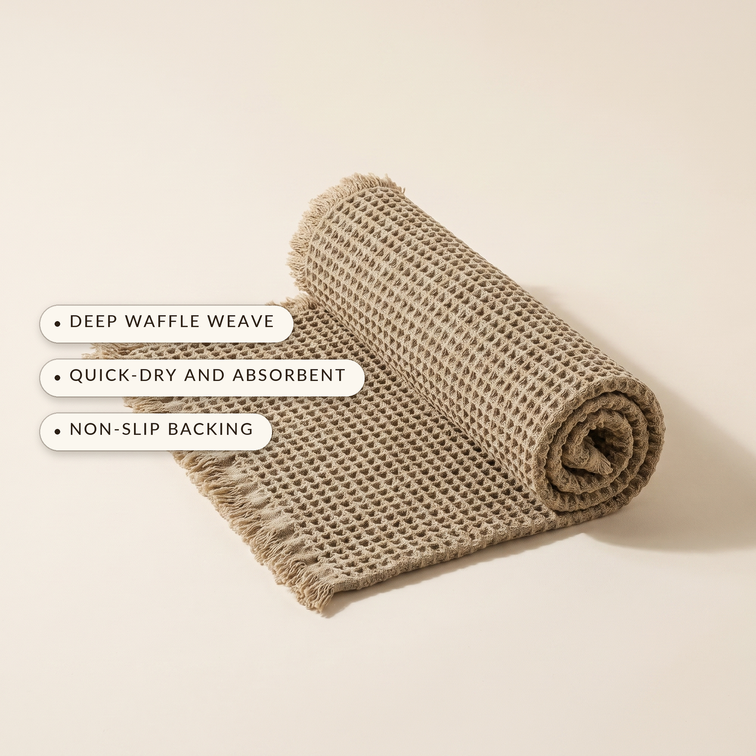 Waffle™ Bath Mat — deep waffle weave, quick-dry and absorbent, non-slip backing