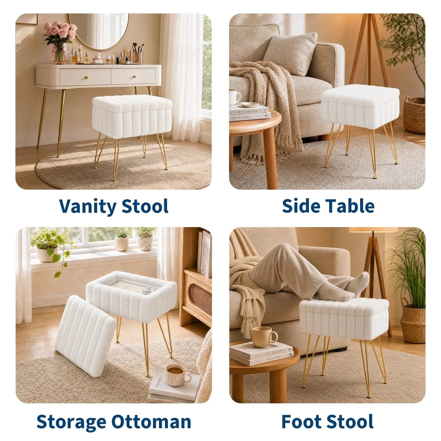 Stow™ Upholstered Storage Vanity Stool