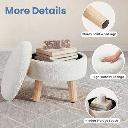 Cache™ Round Bouclé Storage Ottoman