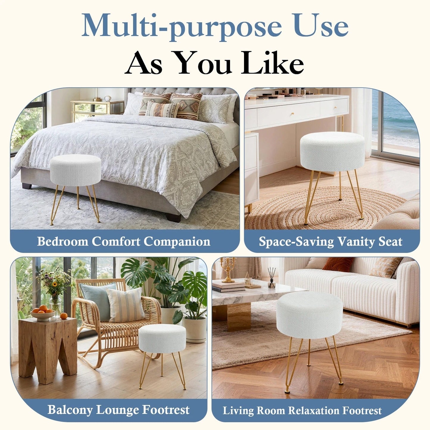 Spool™ Round Upholstered Vanity Stool