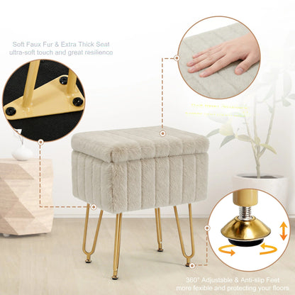 Stow™ Upholstered Storage Vanity Stool