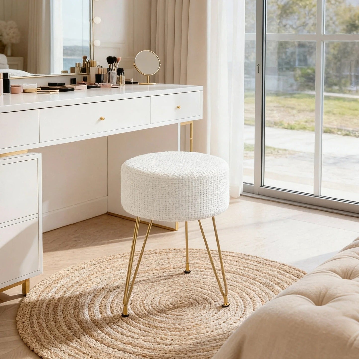Spool™ Round Upholstered Vanity Stool