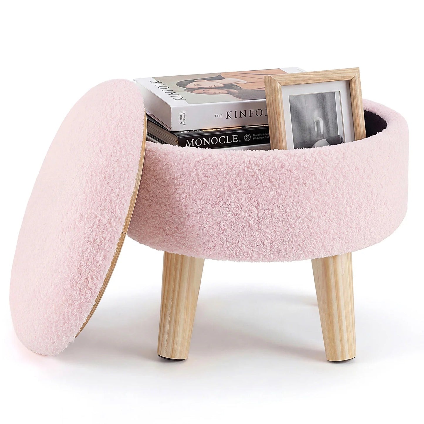 Cache™ Round Bouclé Storage Ottoman