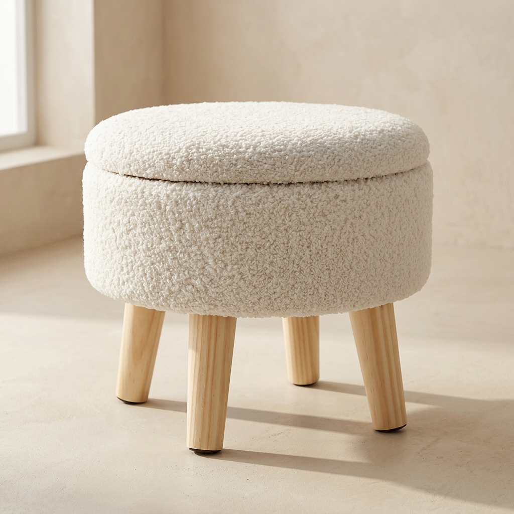 Cache™ Round Bouclé Storage Ottoman