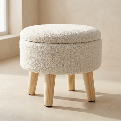 Cache™ Round Bouclé Storage Ottoman