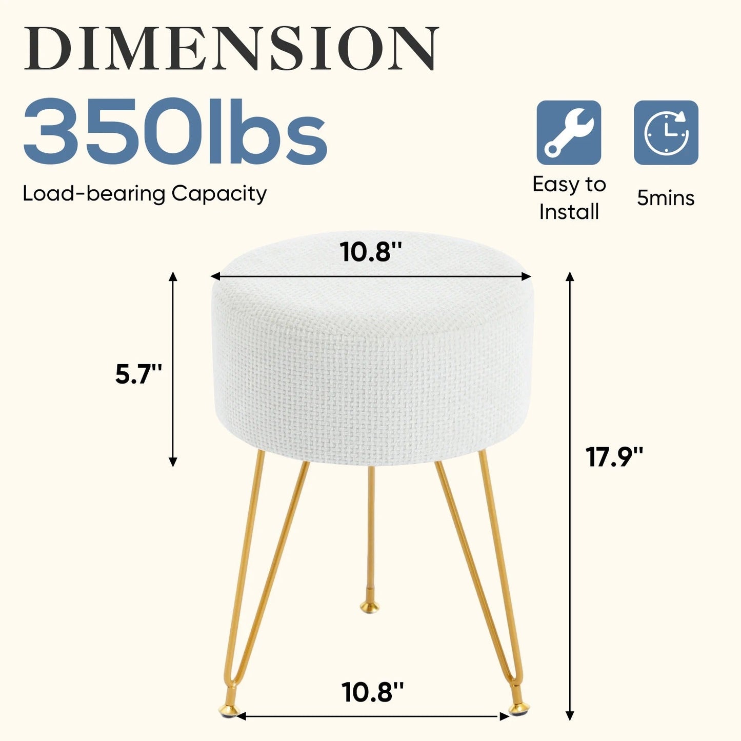 Spool™ Round Upholstered Vanity Stool