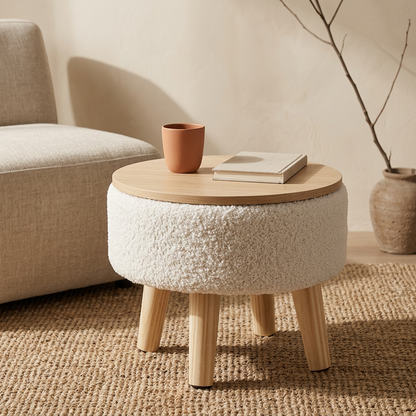 Cache™ Round Bouclé Storage Ottoman